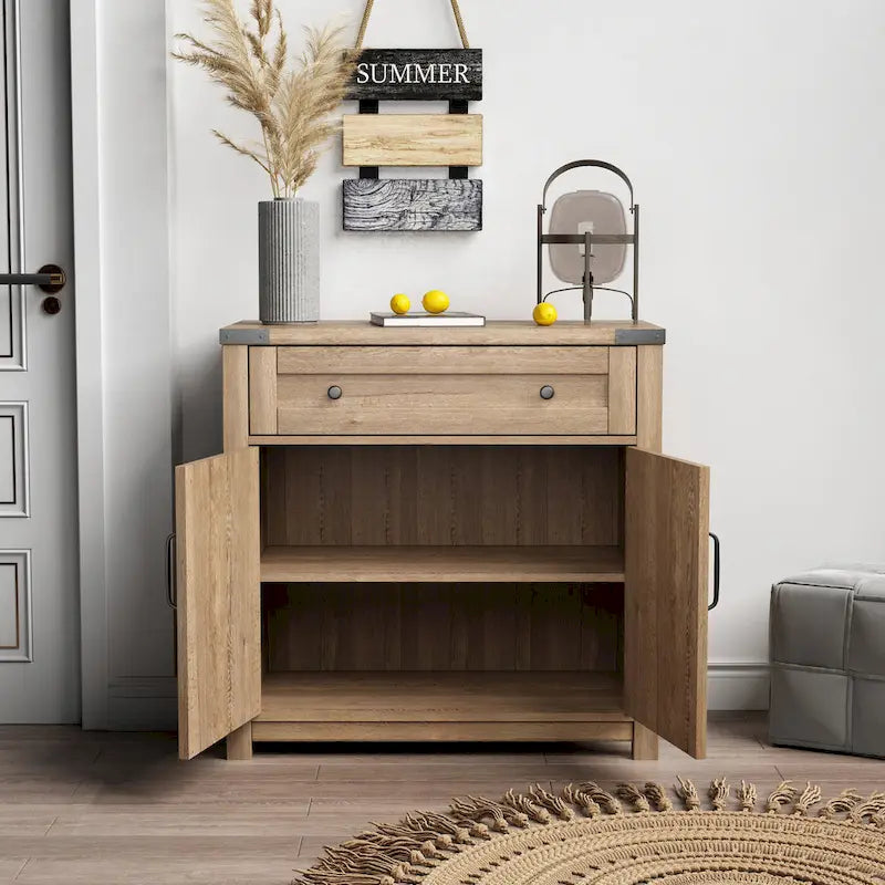 Double Barn Door Accent Cabinet
