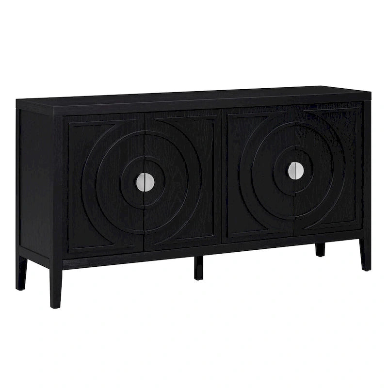 Retro Sideboard Round Metal Door Handle Two Large Cabinets Adjustable Shelves