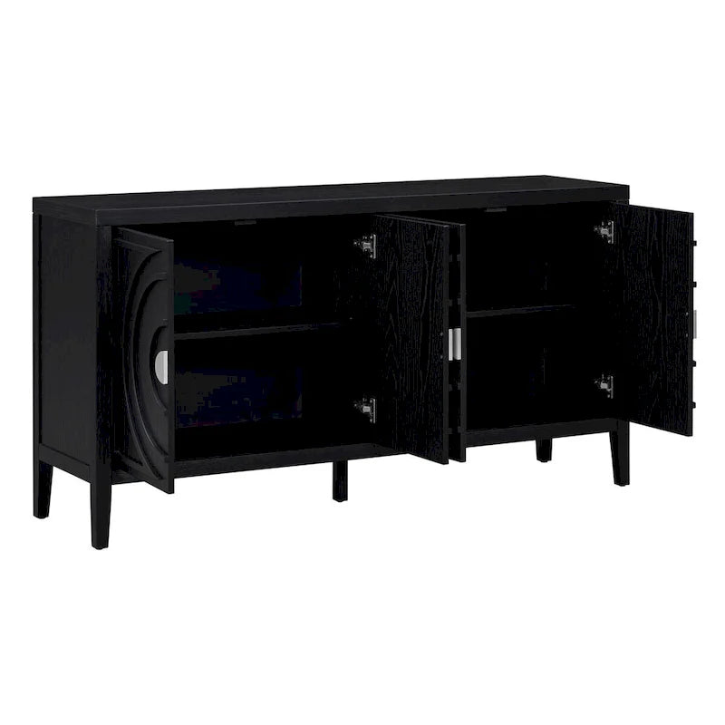 Retro Sideboard Round Metal Door Handle Two Large Cabinets Adjustable Shelves