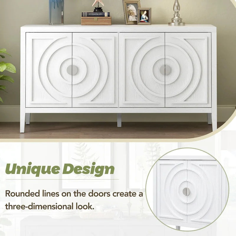 Retro Sideboard Round Metal Door Handle Two Large Cabinets Adjustable Shelves