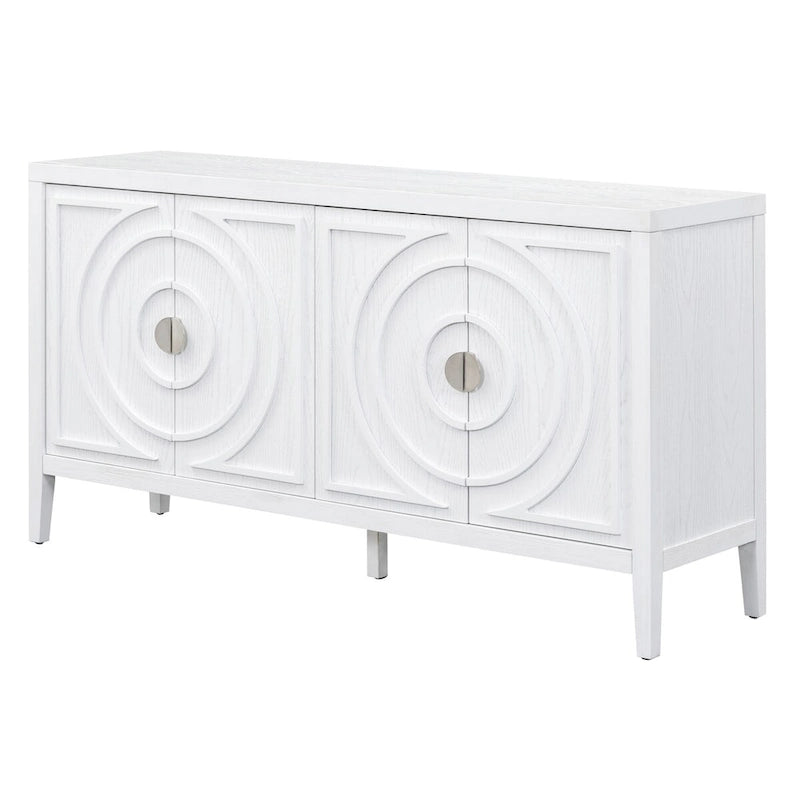 Retro Sideboard Round Metal Door Handle Two Large Cabinets Adjustable Shelves