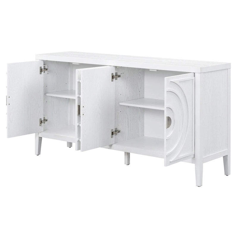 Retro Sideboard Round Metal Door Handle Two Large Cabinets Adjustable Shelves