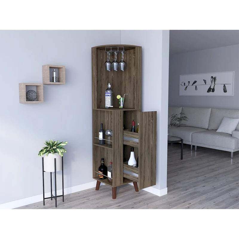 Corner Bar Cabinet for Kitchen, Dining Room,Living Room, Dark Brown