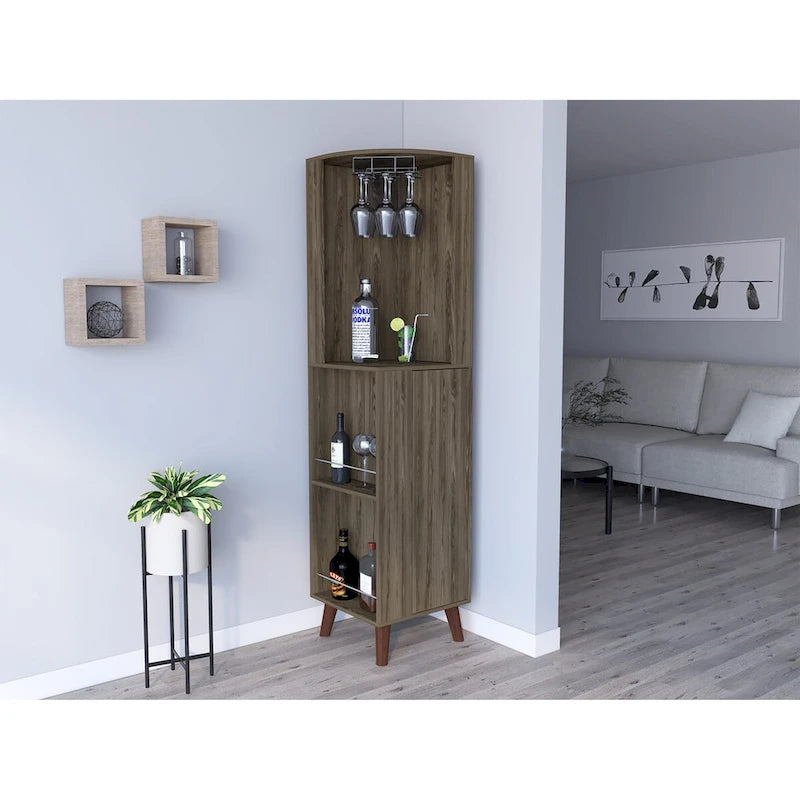 Corner Bar Cabinet for Kitchen, Dining Room,Living Room, Dark Brown