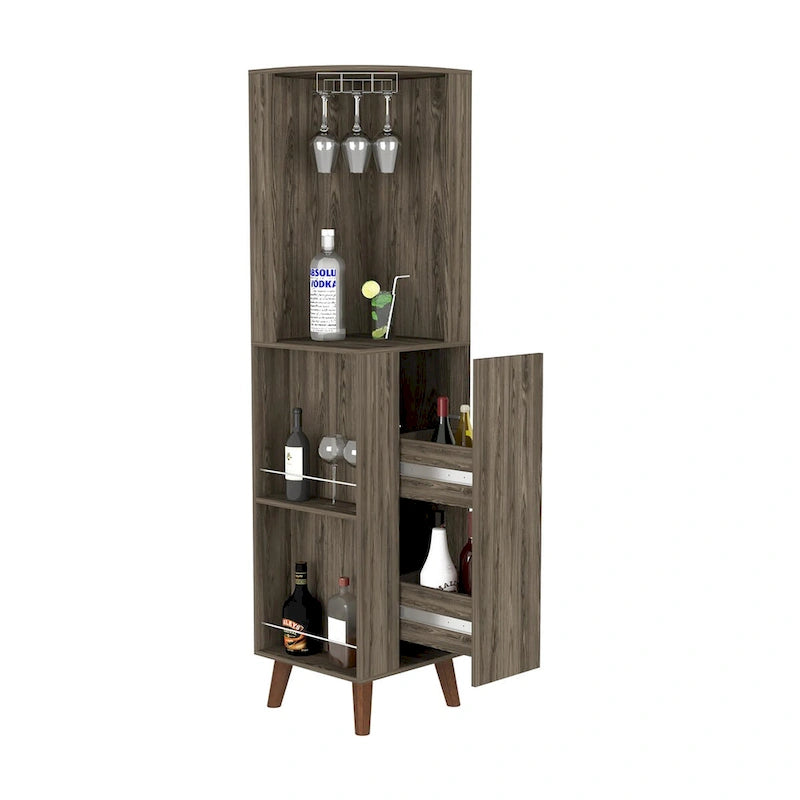 Corner Bar Cabinet for Kitchen, Dining Room,Living Room, Dark Brown