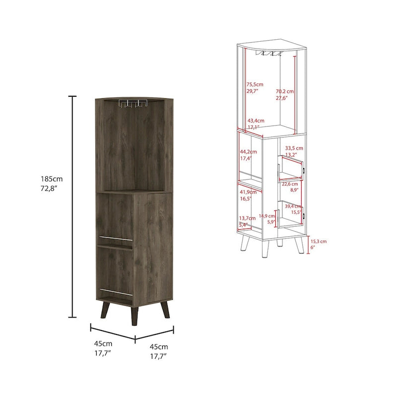 Corner Bar Cabinet for Kitchen, Dining Room,Living Room, Dark Brown