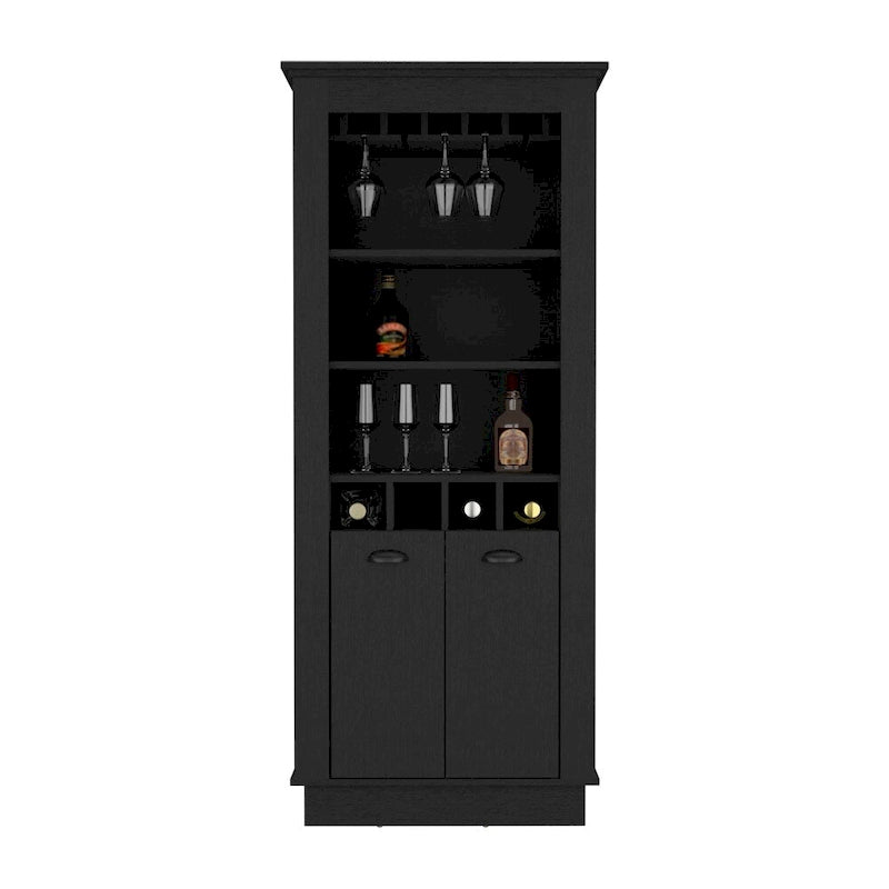 Bar Cabinet, Four built-in wine racks,Living Room, Black