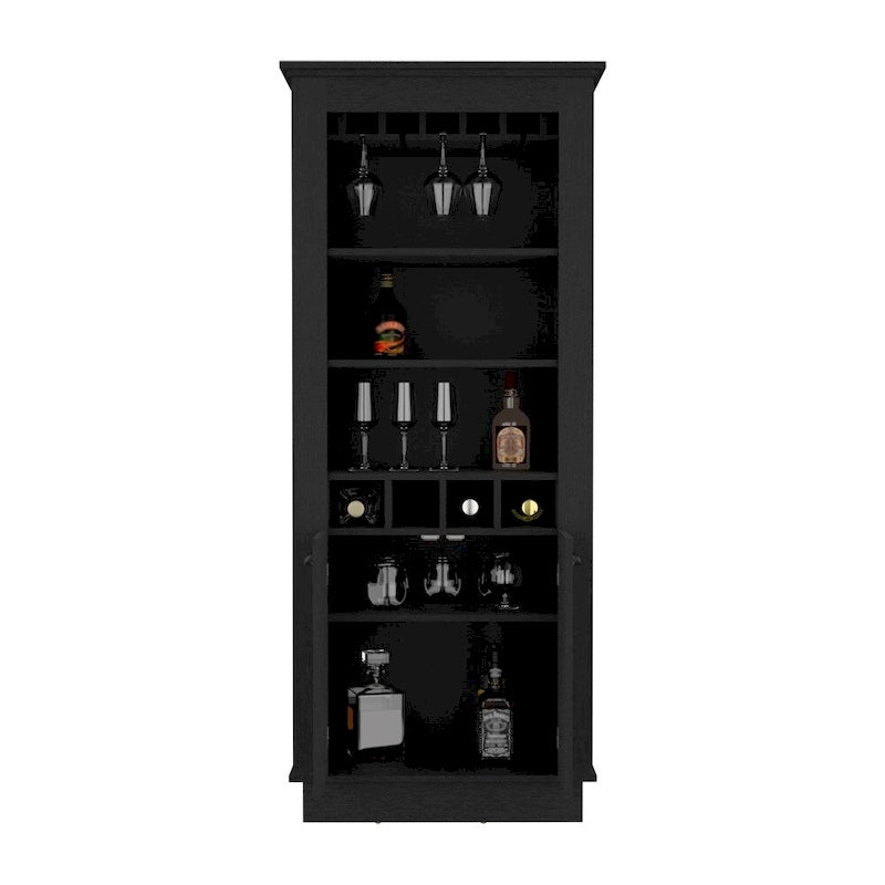 Bar Cabinet, Four built-in wine racks,Living Room, Black