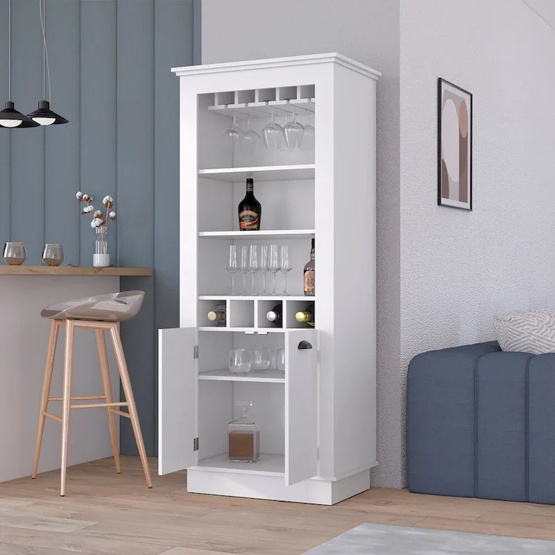 Bar Cabinet, Four built-in wine racks,Living Room, Black