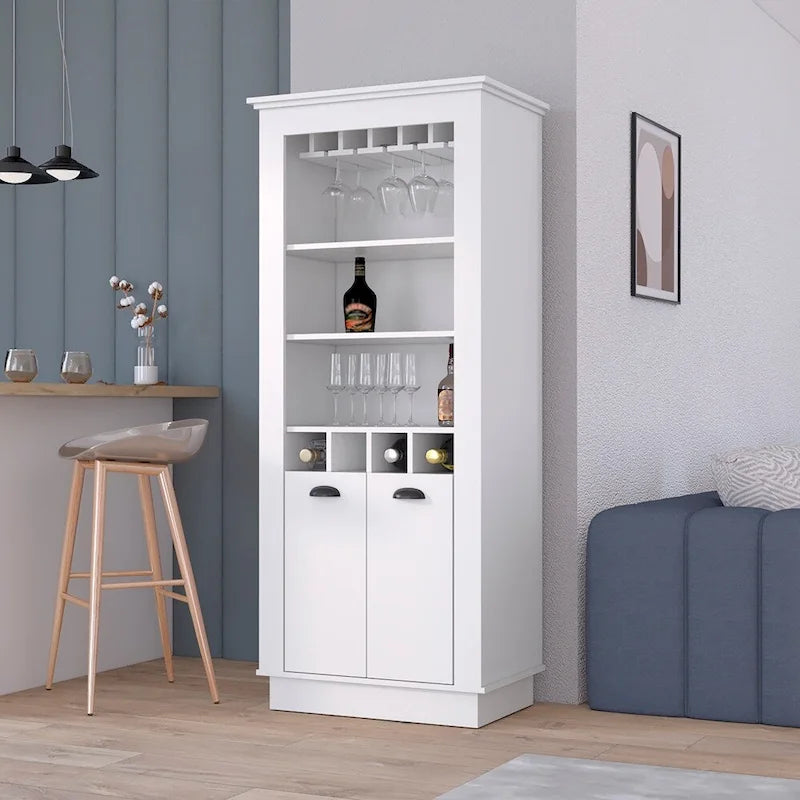 Bar Cabinet, Four built-in wine racks,Living Room, Black