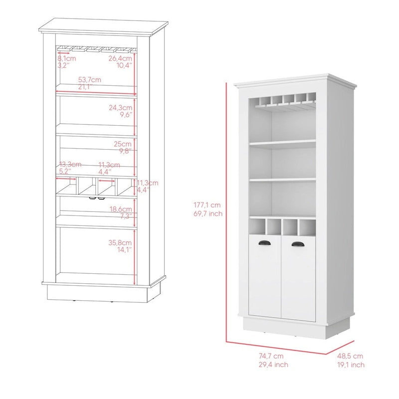 Bar Cabinet, Four built-in wine racks,Living Room, Black