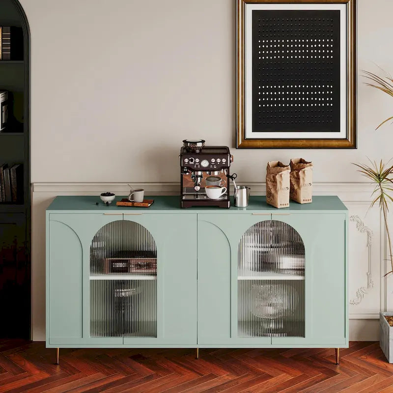 Adriana 60 Wooden Cabinet with 4 Glass Doors Sideboard Buffet Server Cabinet