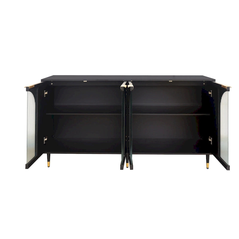 Adriana 60 Wooden Cabinet with 4 Glass Doors Sideboard Buffet Server Cabinet