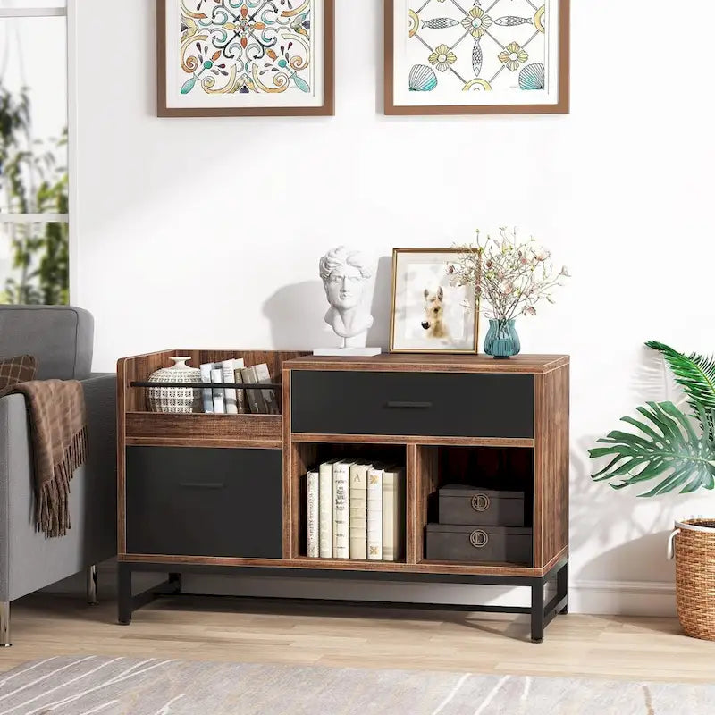 39-Inch Wood 2-Drawer File Filing Cabinet Printer Stand