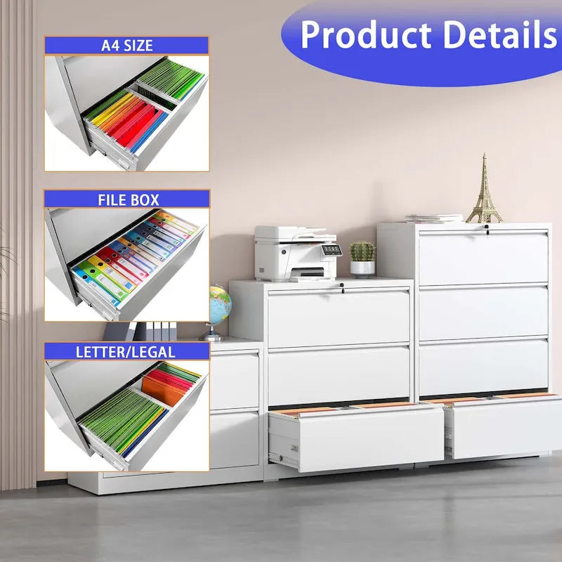 Lateral File Cabinet 3 Drawer,Filing Cabinet with Lock, Lockable File Cabinet for Home Office, Locking Metal File Cabinet