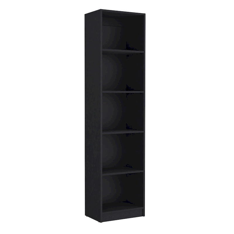 Home Xs Bookcase with 5-Tier Shelves and Slim Design -Black -Office