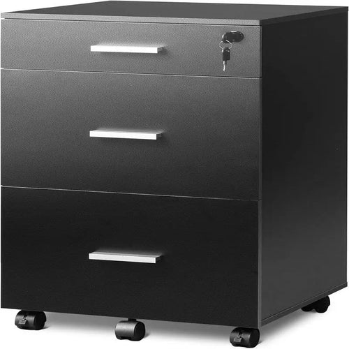 3 Drawer Rolling File Cabinet with Lock - 16D x 15.7W x 30.7H