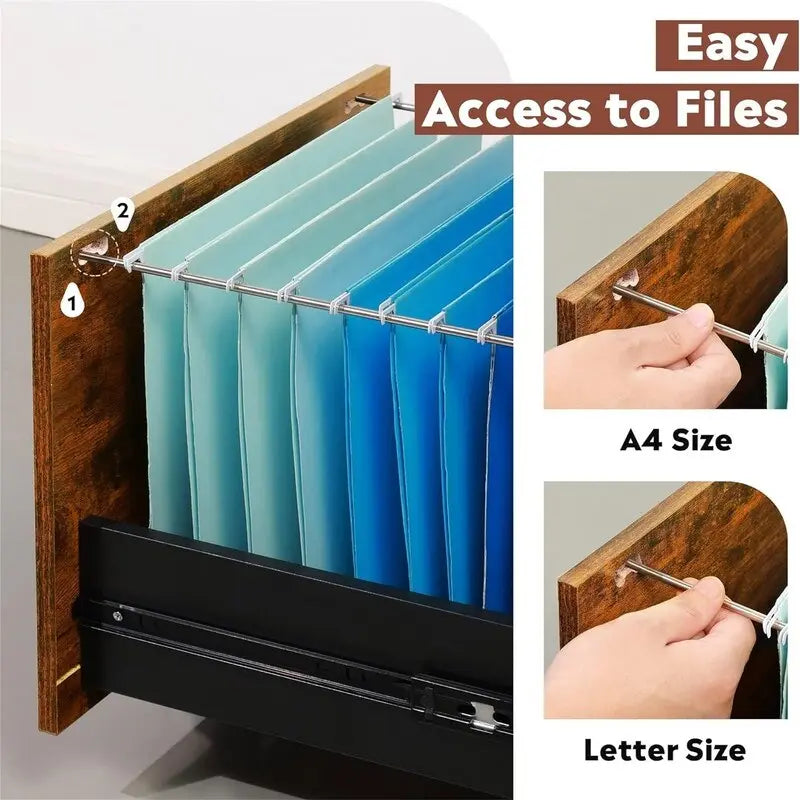 3 Drawer Rolling File Cabinet with Lock - 16D x 15.7W x 30.7H