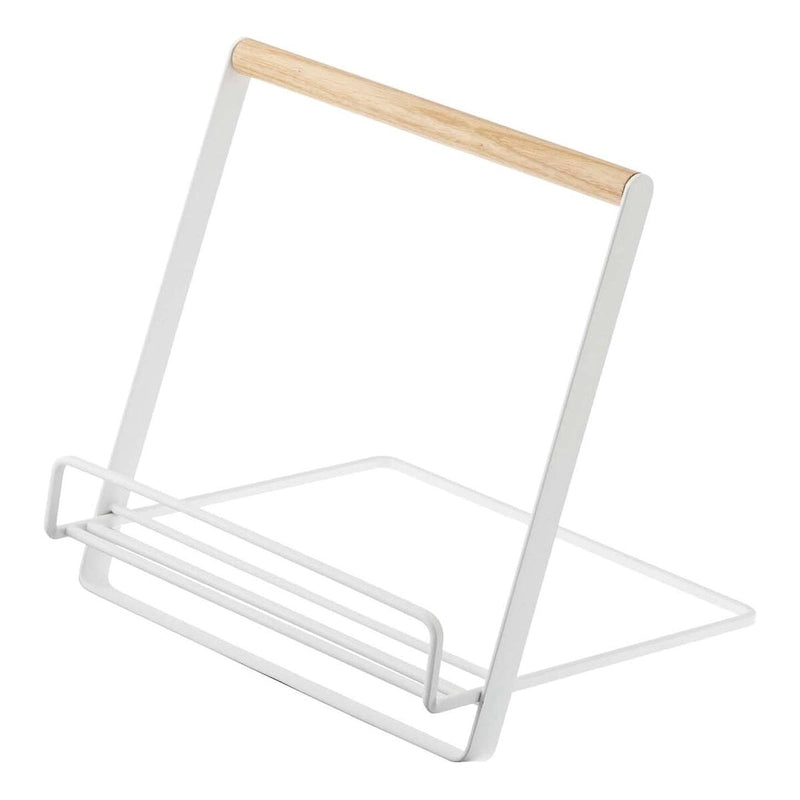Yamazaki Home Tablet and Cookbook Stand, Steel and Wood, Holds 4.4 lbs - L 7.28 x W 7.68 x H 7.87 inches