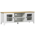 Modern TV Stand, Entertainment Center with Shelves and Cabinets for Flatscreen TVs up to 60 for Bedroom, Living Room, White