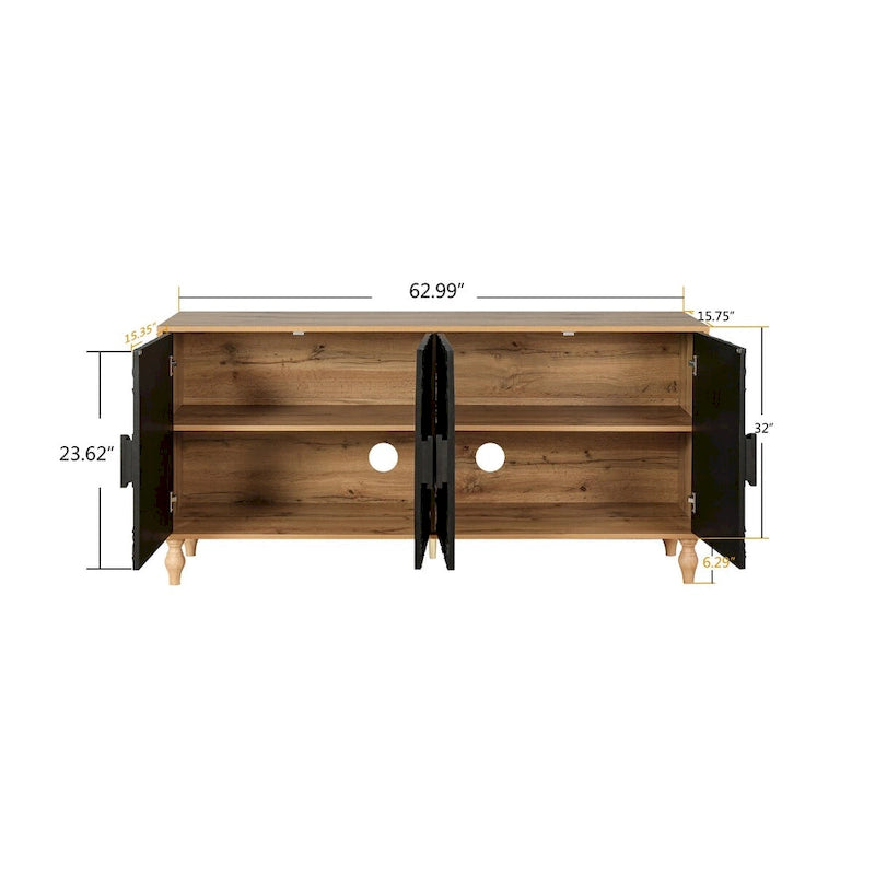 Carved Symmetrical Design Door Frame for TV Stand Table