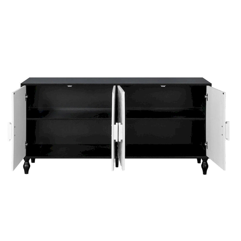 Carved Symmetrical Design Door Frame for TV Stand Table