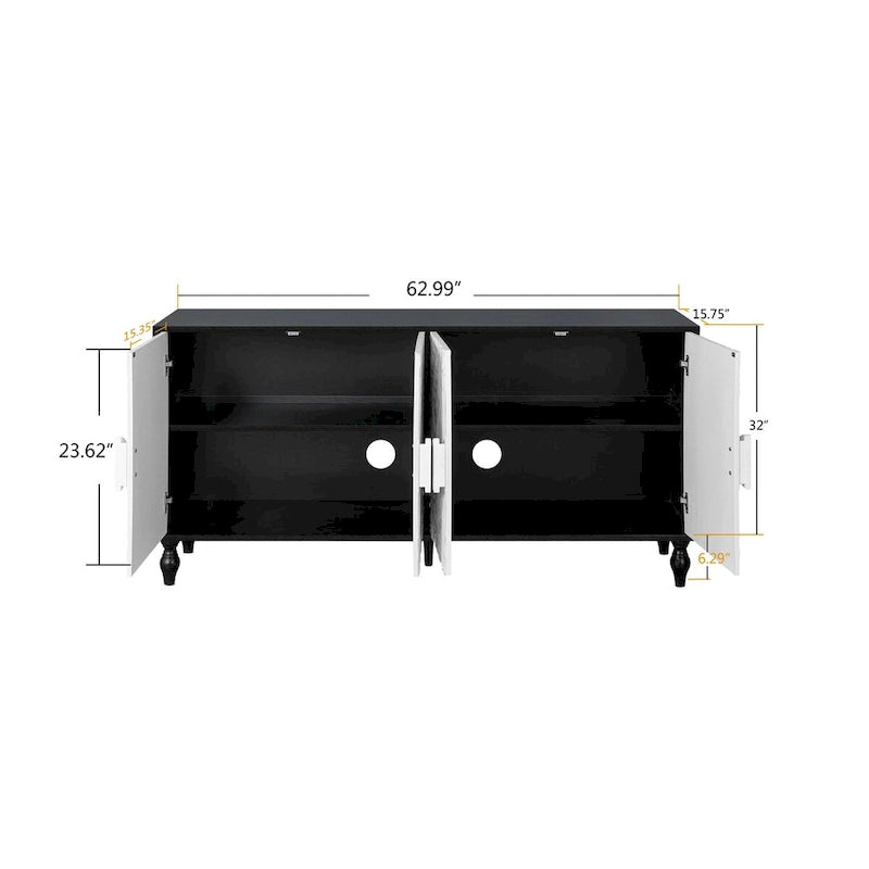 Carved Symmetrical Design Door Frame for TV Stand Table