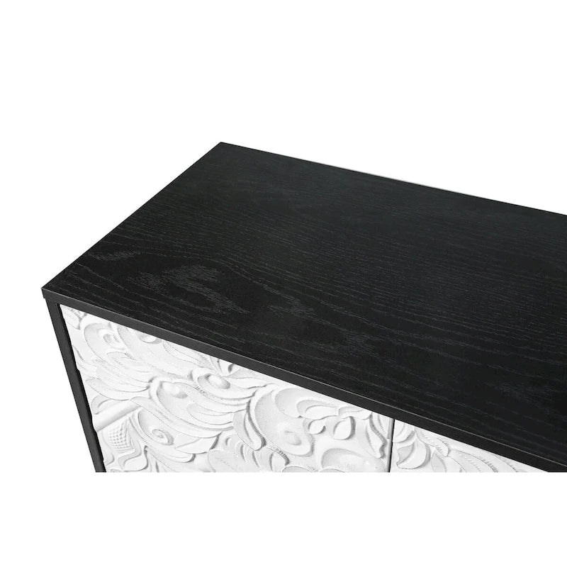 Carved Symmetrical Design Door Frame for TV Stand Table