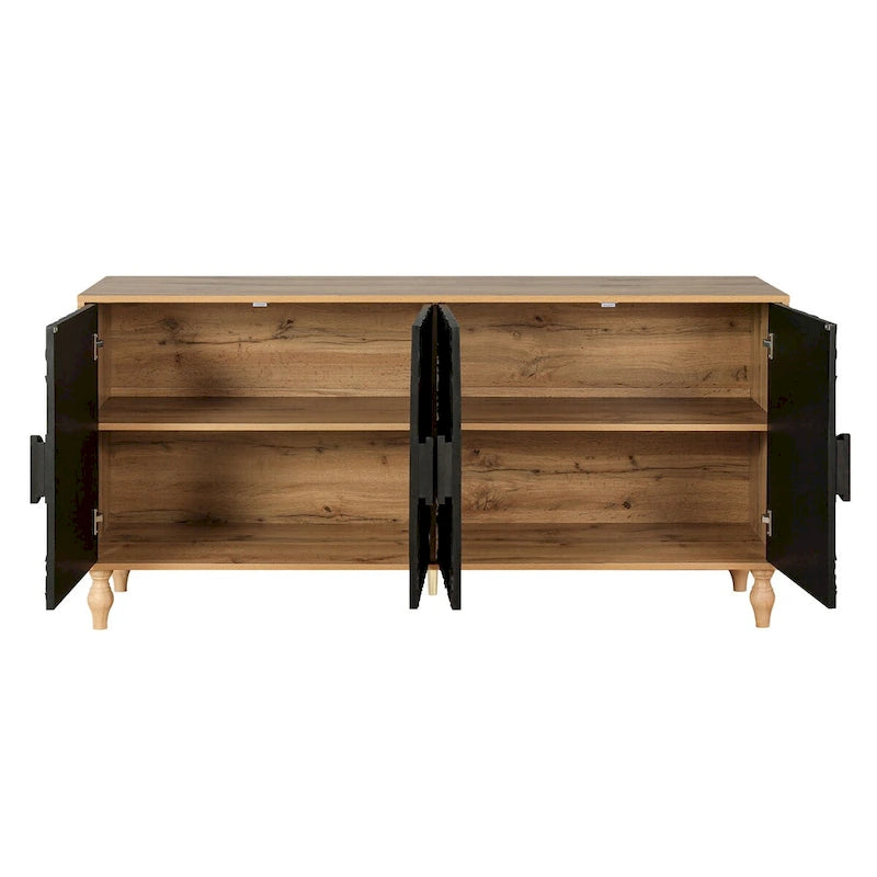 Carved Symmetrical Design Door Frame for TV Stand Table