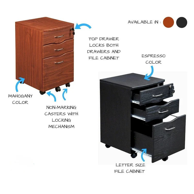 Urban Designs Office Rolling Storage And File Cabinet