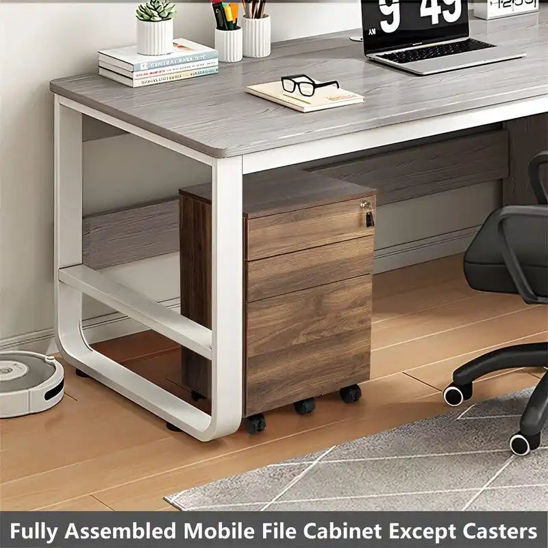 3 Drawers Wood Mobile File Cabinet - 15.7D x 16.3W x 24.4H