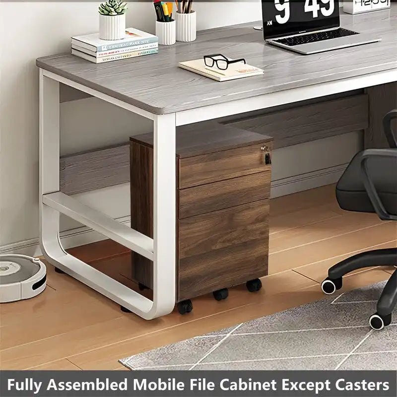 3 Drawers Wood Mobile File Cabinet - 15.7D x 16.3W x 24.4H