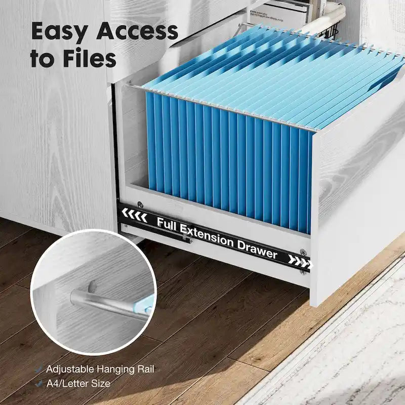 3 Drawer Mobile Lateral Filing Cabinet with Open Storage Shelves Functions as Printer Stand