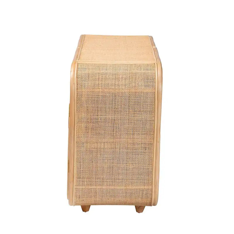 Evania Bohemian Natural Rattan 3-Door Storage Cabinet