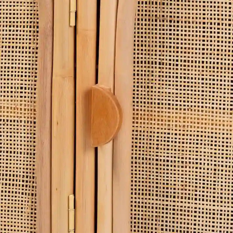 Evania Bohemian Natural Rattan 3-Door Storage Cabinet