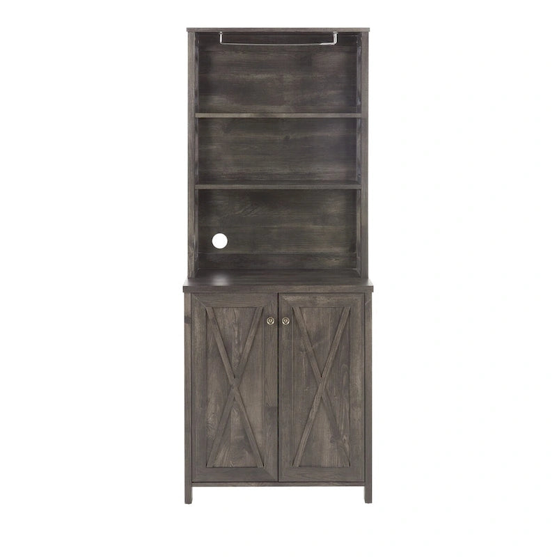 Coffee Bar Cabinet Kitchen Cabinet with Microwave Stand Metal Frame