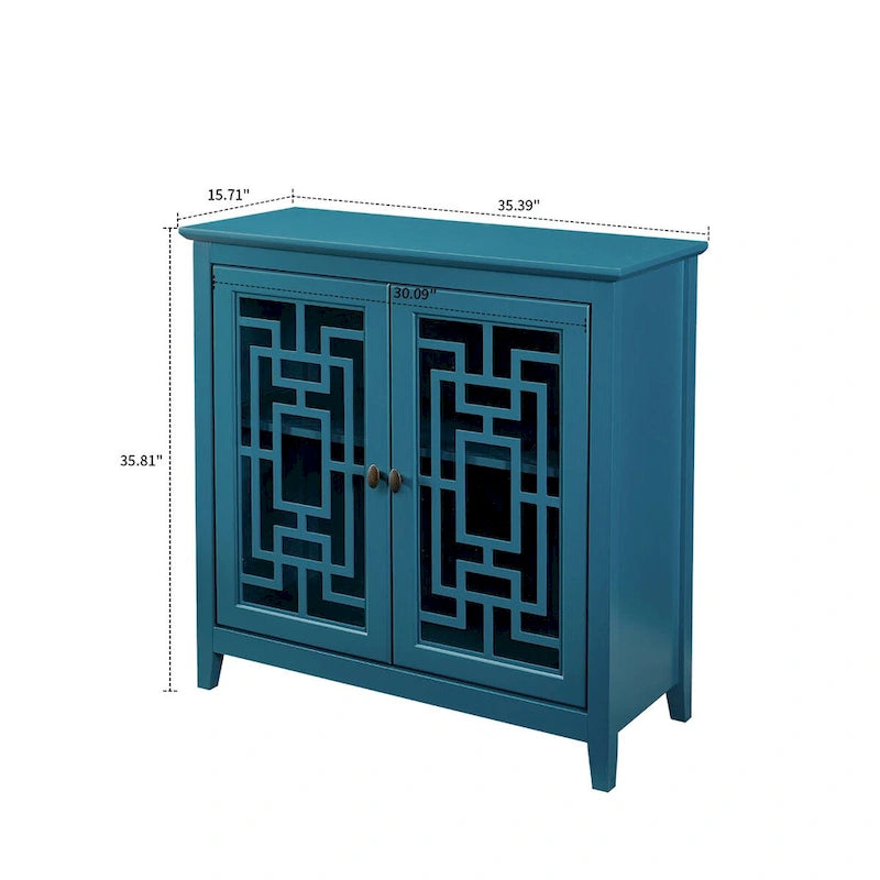 Traditional Vintage Style Wooden Sideboard, Teal Blue