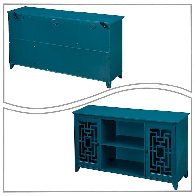 Traditional Vintage Style Wooden Sideboard, Teal Blue