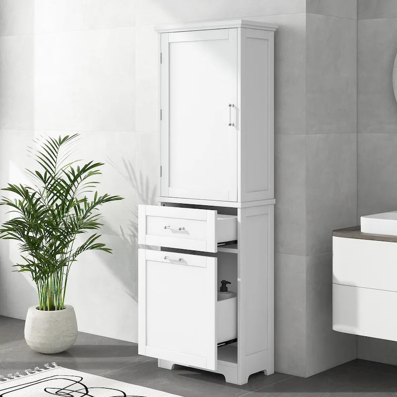 Freestanding Storage Cabinet with Drawers and Adjustable Shelf