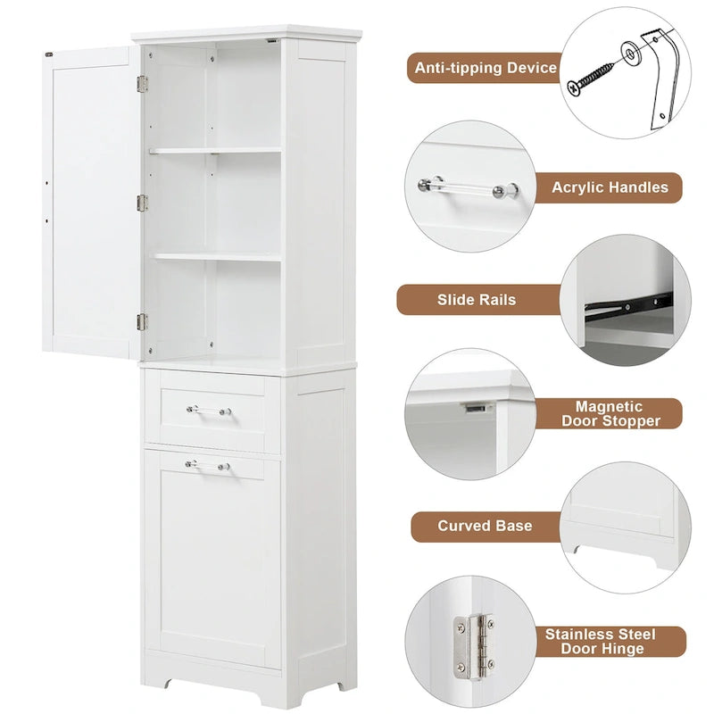 Freestanding Storage Cabinet with Drawers and Adjustable Shelf