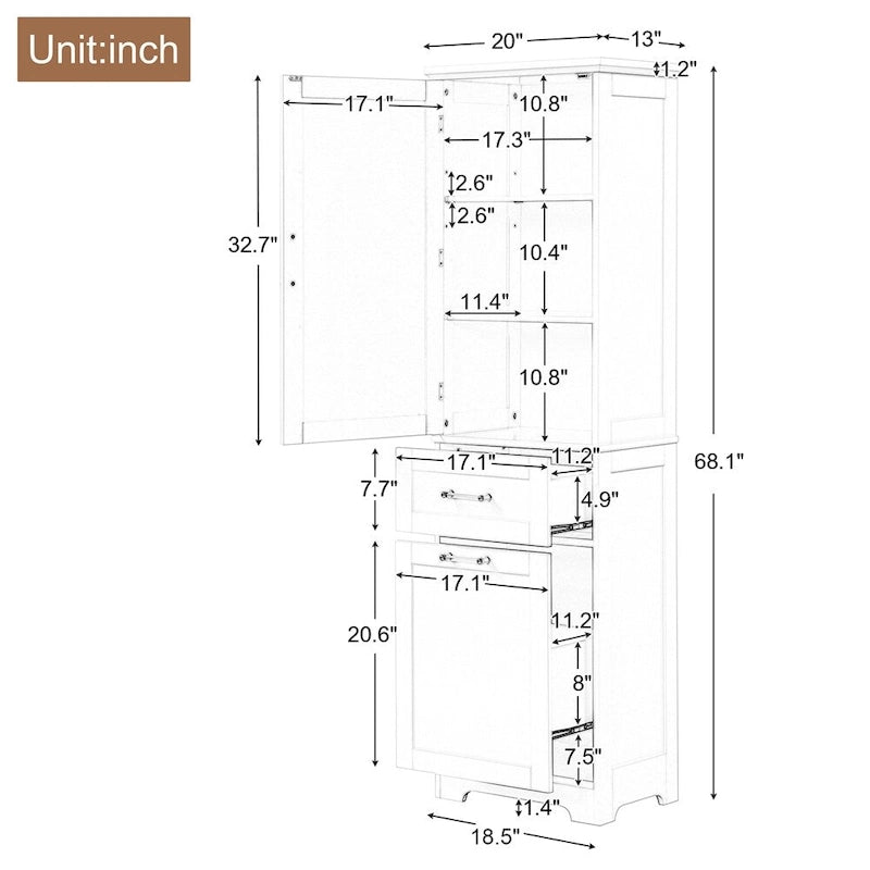 Tall Bathroom Storage Cabinet,Freestanding Storage Cabinet w/Drawers