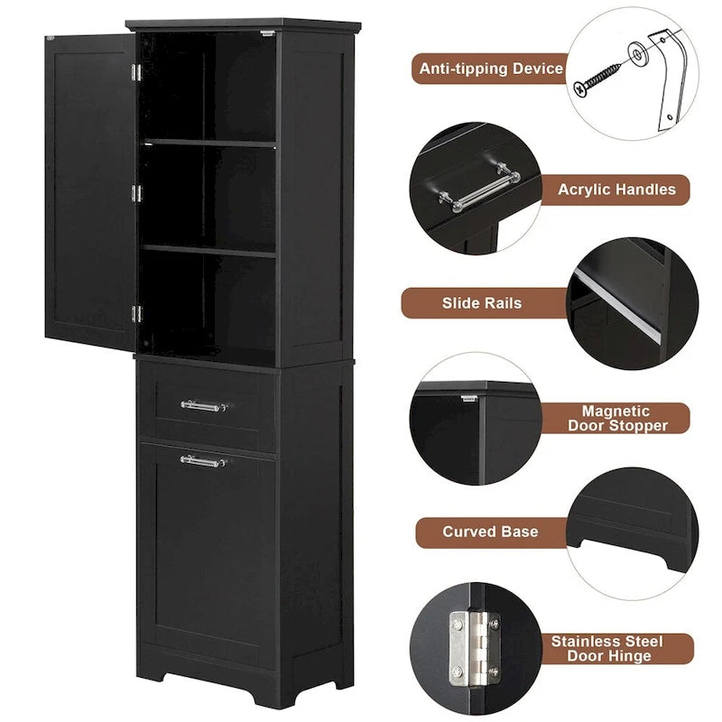 Tall Bathroom Storage Cabinet,Freestanding Storage Cabinet w/Drawers
