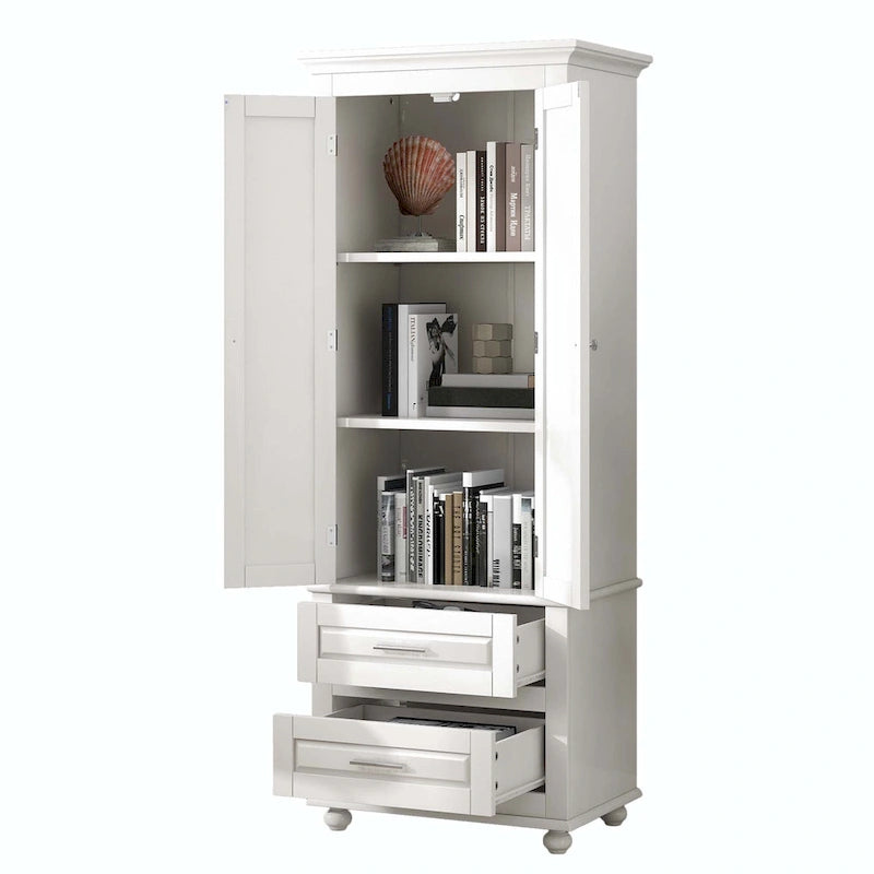 Bathroom Tall Storage Cabinet with Two Drawers