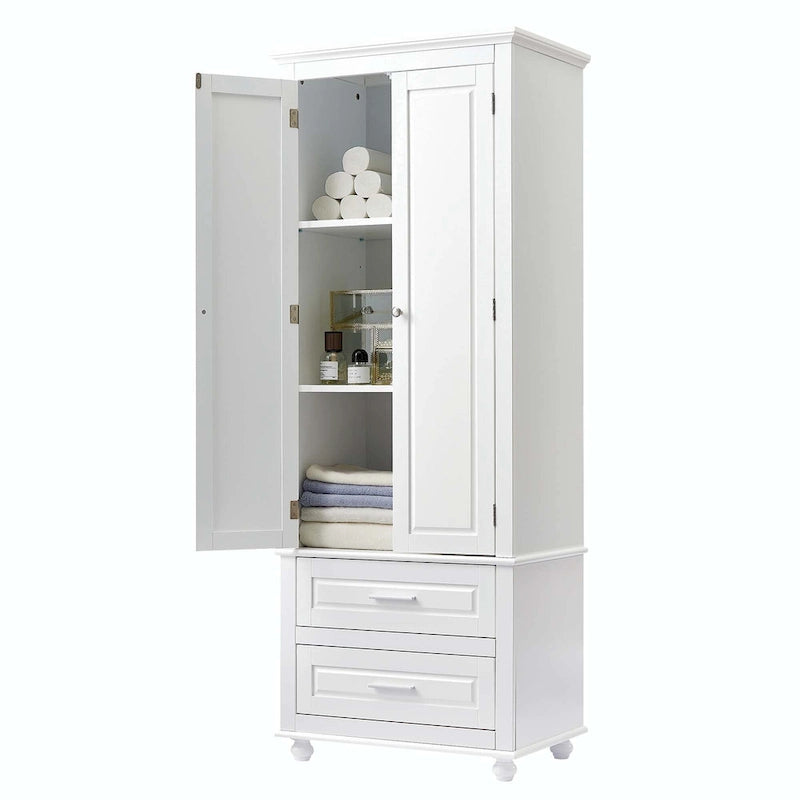 Bathroom Tall Storage Cabinet with Two Drawers