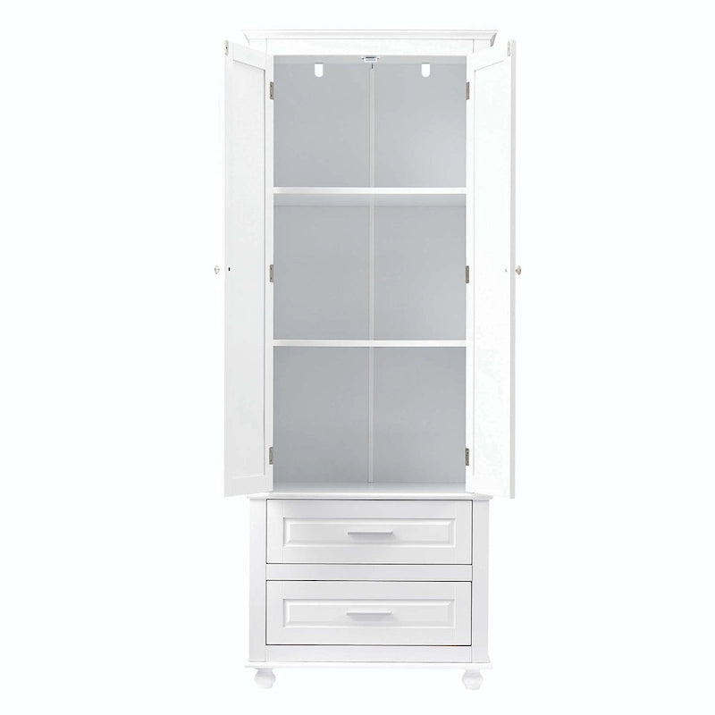 Bathroom Tall Storage Cabinet with Two Drawers