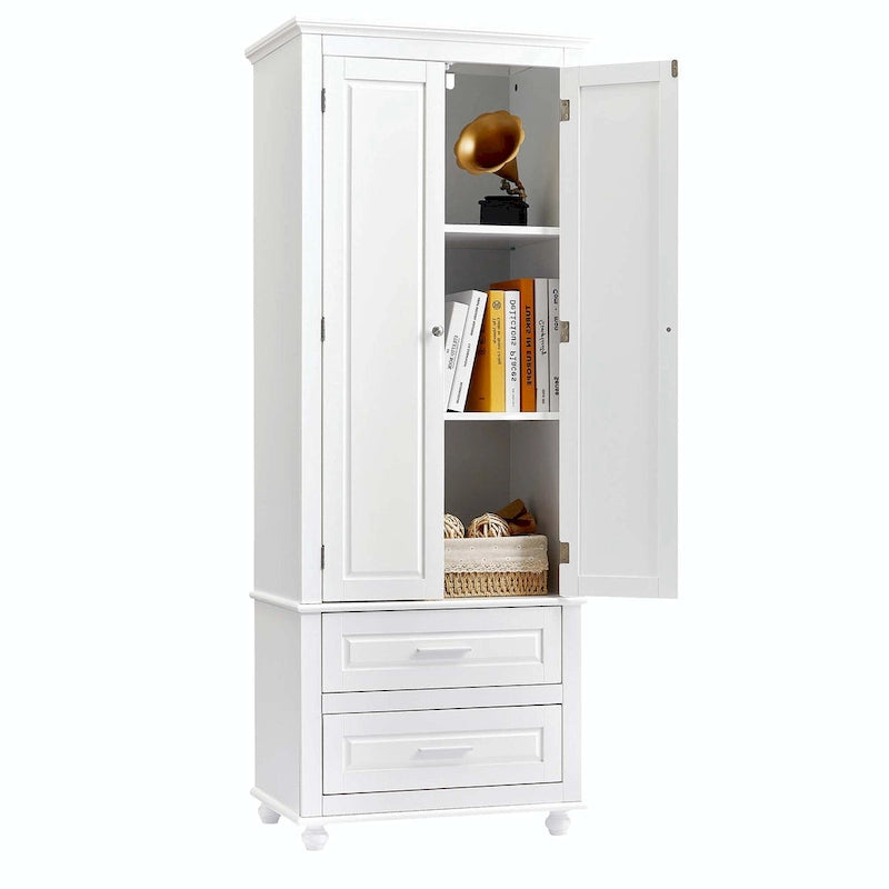 Bathroom Tall Storage Cabinet with Two Drawers