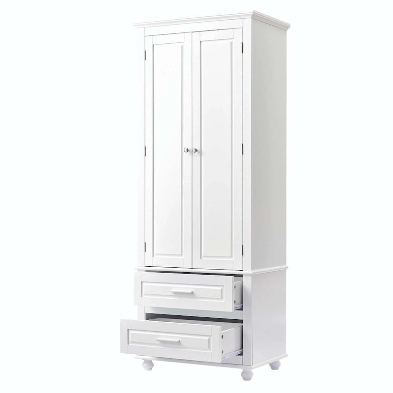 Bathroom Tall Storage Cabinet with Two Drawers