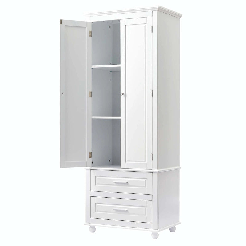 Bathroom Tall Storage Cabinet with Two Drawers