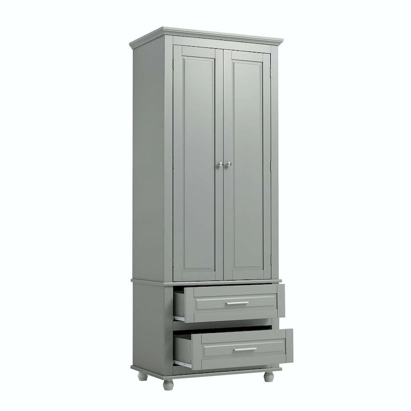Bathroom Tall Storage Cabinet with Two Drawers