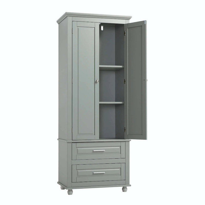 Bathroom Tall Storage Cabinet with Two Drawers